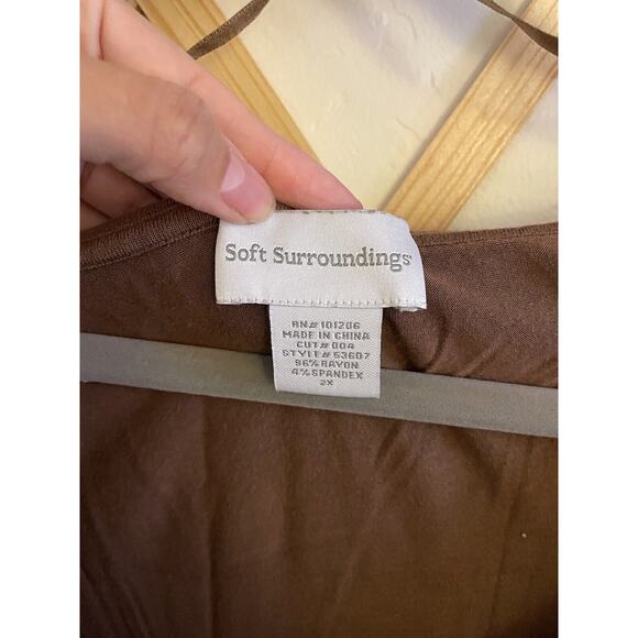 Soft Surroundings Sweater Women's 2X Brown Darcy Scoop Neck Long Sleeve Knit - Picture 3 of 5